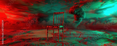 Surreal Abstract Digital Art With Chair and Vivid Colors
