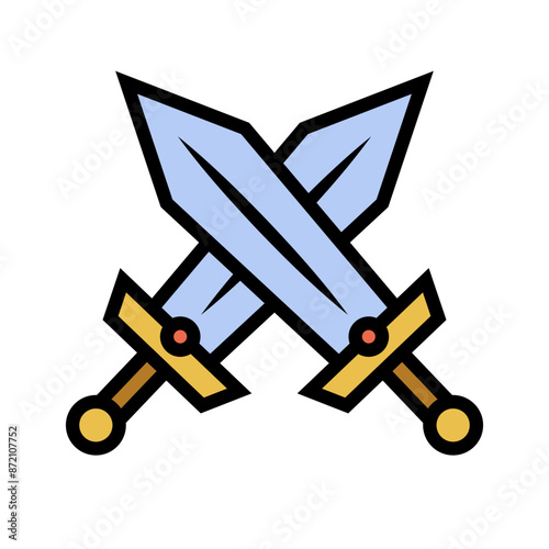 Flat design crossed swords icon. Battle icon. Vector.