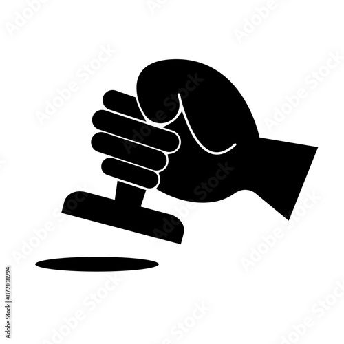 Stamping hand silhouette icon. Vector.