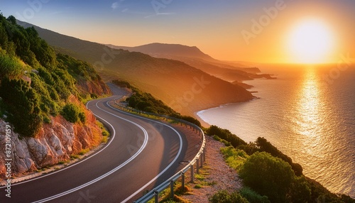 Una carretera sunuosa y con curvas por el borde del mar en la linea costera