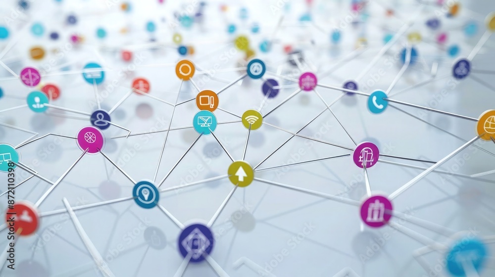 Network building, multilevel marketing Business Concept. Business network growing animation. nice animation of colorful pictograms pop up over of a network of white circles and lines. full hd and 4k. Network building, multilevel marketing Business Concept. Business network growing animation. nice animation of colorful pictograms pop up over of a network of white circles and lines. full hd and 4k.