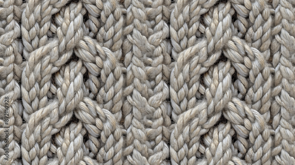 Close-Up photo of Knitting Pattern on Light Gray Wool Fabric Close-Up photo of Knitting Pattern on Light Gray Wool Fabric