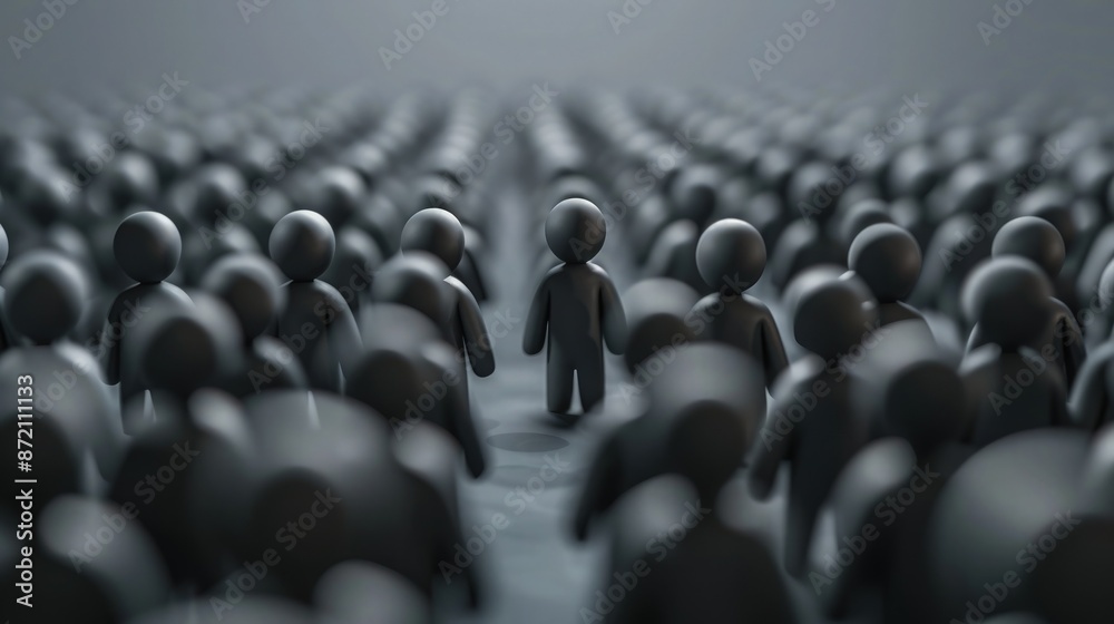 Obraz premium Standing Out from the Crowd – Concept of Individuality, Uniqueness, and Leadership Among Many.