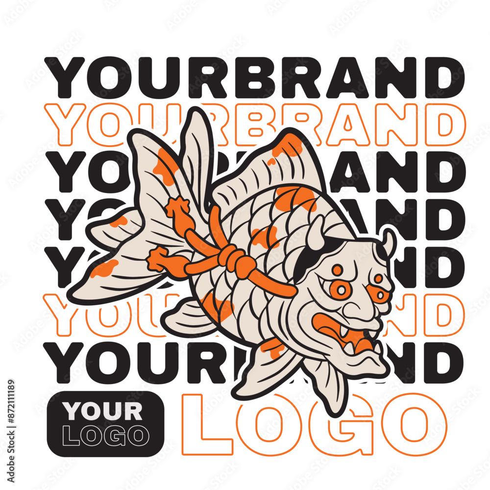 Obraz premium Free Vector | Flat design koi fish logo design 