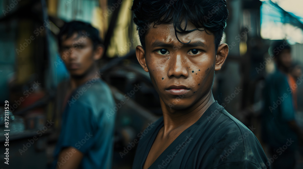 an Indonesian young men factory workers an Indonesian young men factory workers