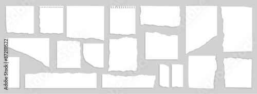 ripped block grid and rulled paper pages torn white 