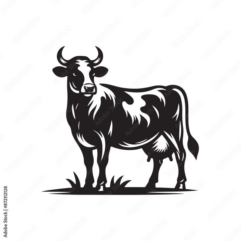 Cow black silhouette vector icon on White Background Cow black silhouette vector icon on White Background
