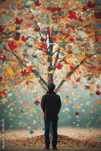 Man Gazing at Autumn Tree