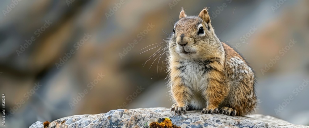 Fototapeta premium A Ground Squirrel At Johnston Canyon, Alberta, Canada,High Resolution, Ultra HD