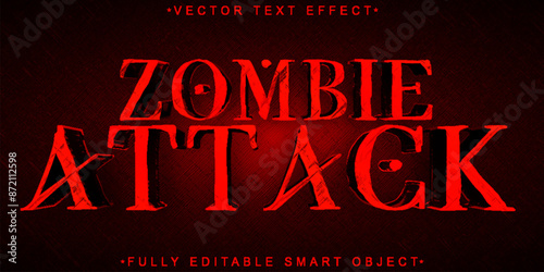 Red Zombie Attack Vector Fully Editable Smart Object Text Effect