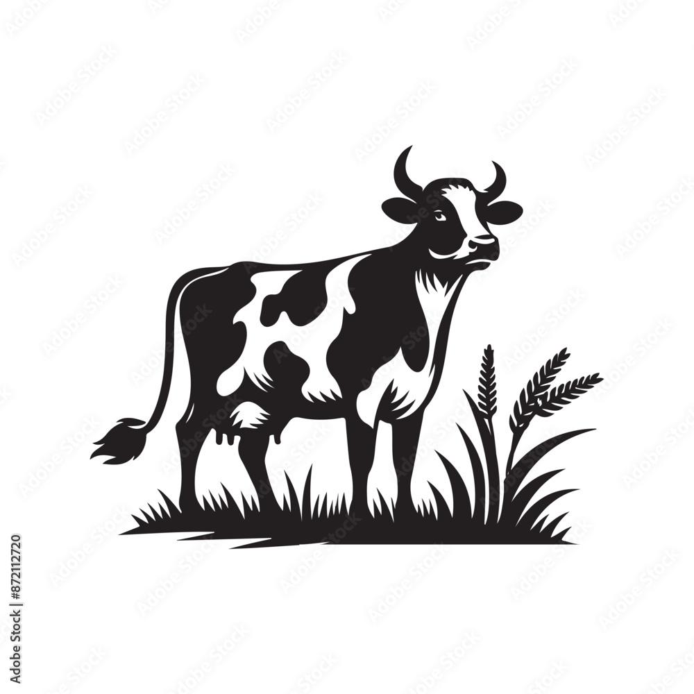 Cow black silhouette vector icon on White Background Cow black silhouette vector icon on White Background