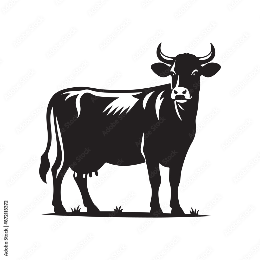 Cow black silhouette vector icon on White Background Cow black silhouette vector icon on White Background