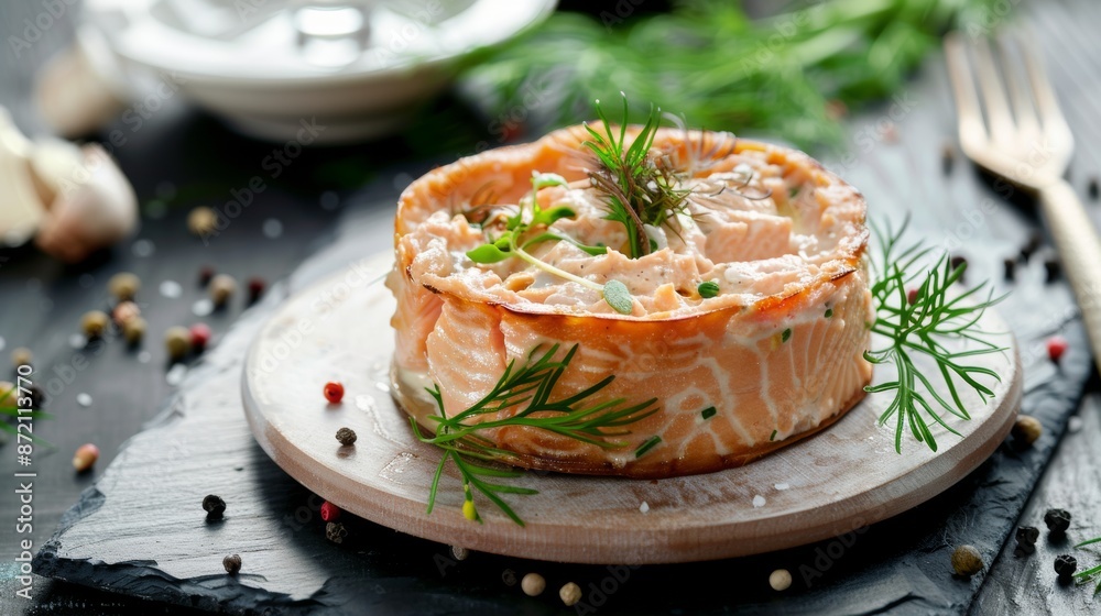 French cuisine. Salmon pate with cream. French cuisine. Salmon pate with cream.