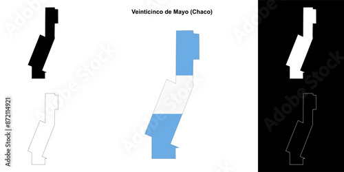 Veinticinco de Mayo department (Chaco) outline map set