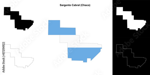 Sargento Cabral department (Chaco) outline map set photo