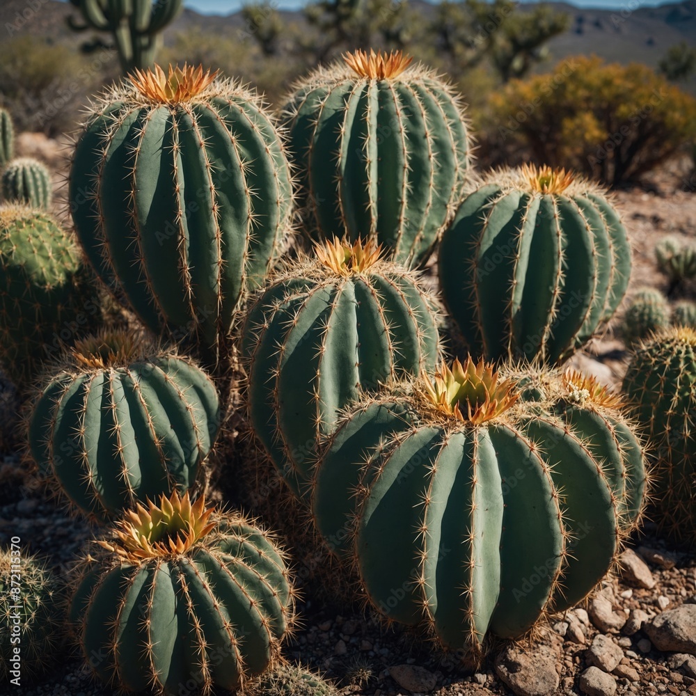Obraz premium Prickly Elegance: The Graceful Forms of Desert Cacti