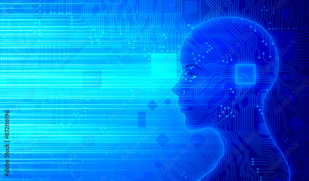 Artificial Intelligence Electronic Circuit Board Humans and High-Tech Future Society electronic circuit background Artificial Intelligence Electronic Circuit Board Humans and High-Tech Future Society electronic circuit background