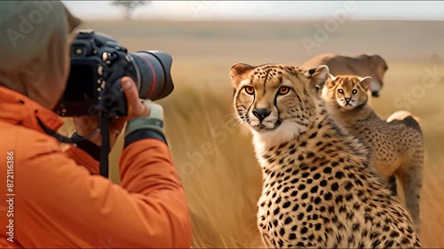 Tourist Taking Safari Photos of Cheetahs
