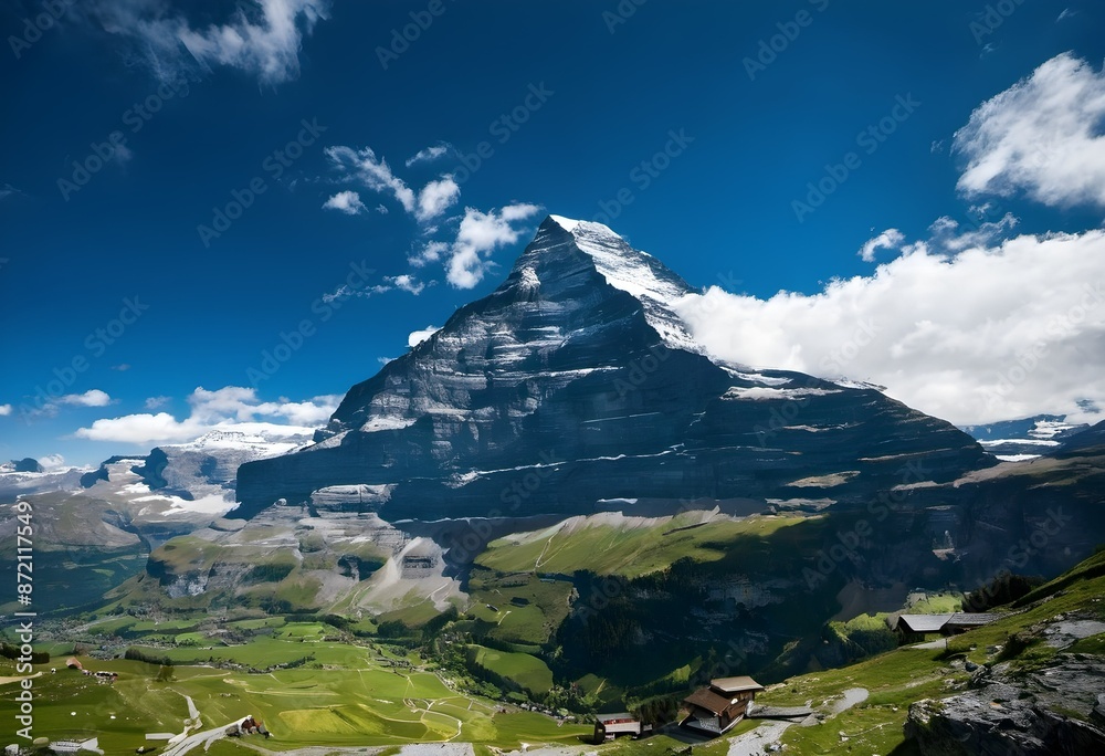 Fototapeta premium A view of the Eiger Mountain in the Swiss Alps