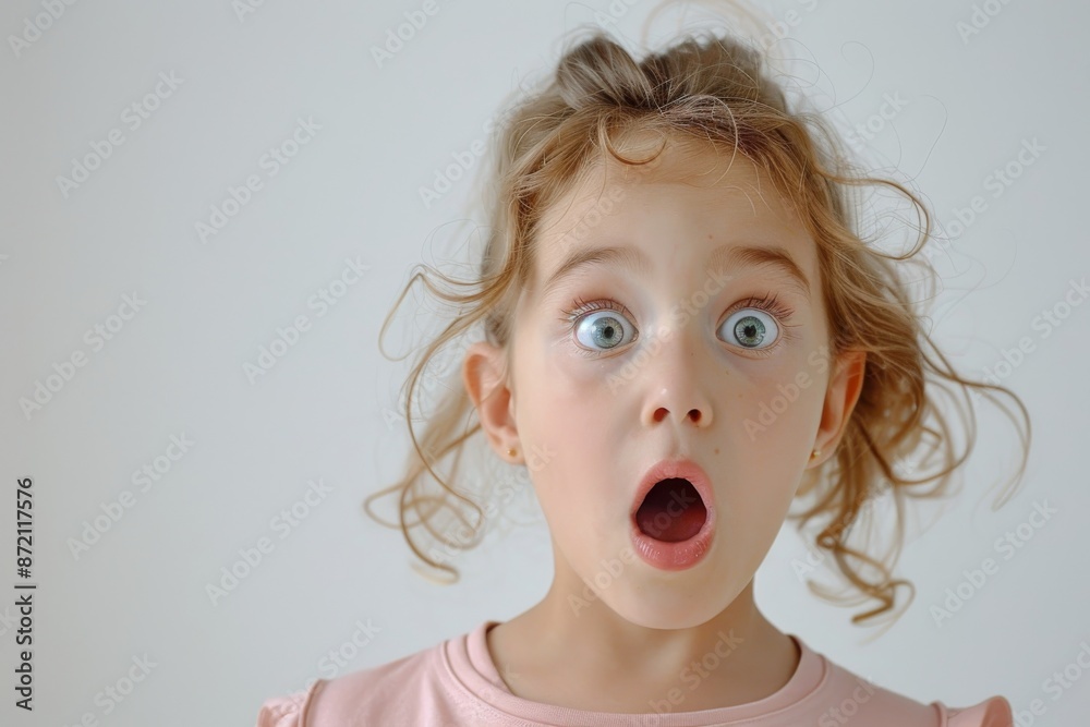 A young girl with wide eyes and an open mouth, looking surprised as she sees the words 'BLACK FRIDAY SALE' written on a white background. A young girl with wide eyes and an open mouth, looking surprised as she sees the words 'BLACK FRIDAY SALE' written on a white background.