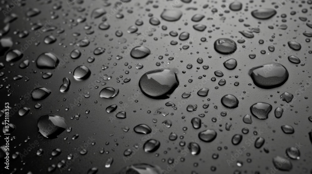 Water droplets on a gray background Water droplets on a gray background