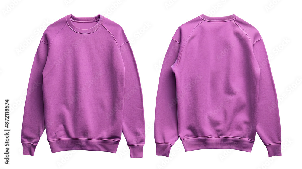 Magenta Purple Front and Back View Tee, Sweatshirt, Sweater Long Sleeve on Transparent Background Cutout, PNG File Magenta Purple Front and Back View Tee, Sweatshirt, Sweater Long Sleeve on Transparent Background Cutout, PNG File