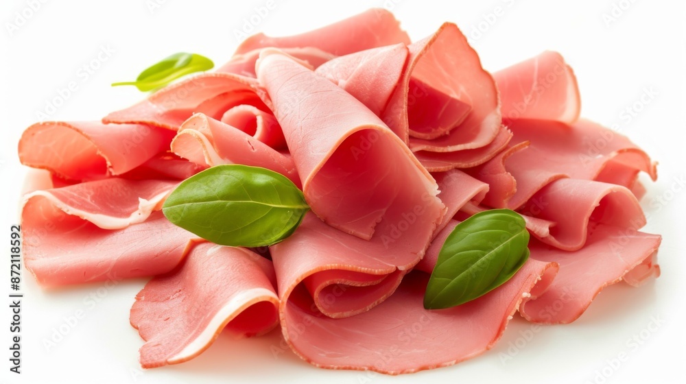 Sliced beef ham isolated on white background Sliced beef ham isolated on white background