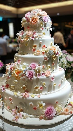 wedding cake decorated with flowers