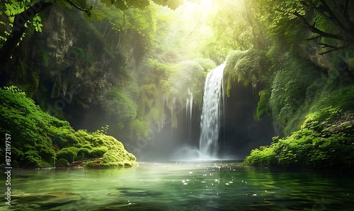 Wallpaper Mural A Waterfall in a Lush Forest Torontodigital.ca