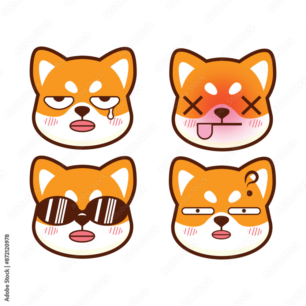 Vector set of cute shiba inu emoticon Vector set of cute shiba inu emoticon