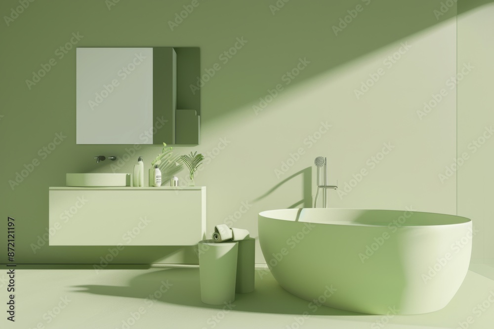 Bathroom design in olive tones, design key visual layout Bathroom design in olive tones, design key visual layout
