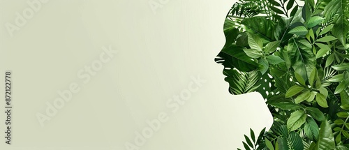 Wallpaper Mural HumanNature Connection Silhouette Filled with Lush Foliage, add copyspace for text Torontodigital.ca