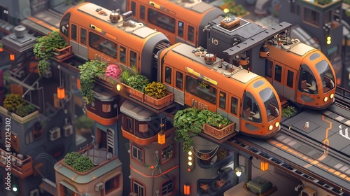 Futuristic Autonomous Metropolis with Vertical Gardens and Smart Transportation © Nutthanon