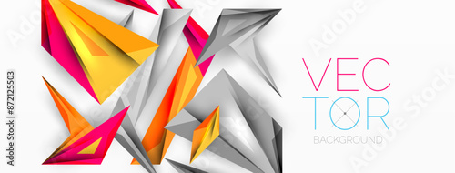 Minimal geometric abstract background. Low poly dynamic triangle design. Trendy techno business template for wallpaper, banner, background or landing