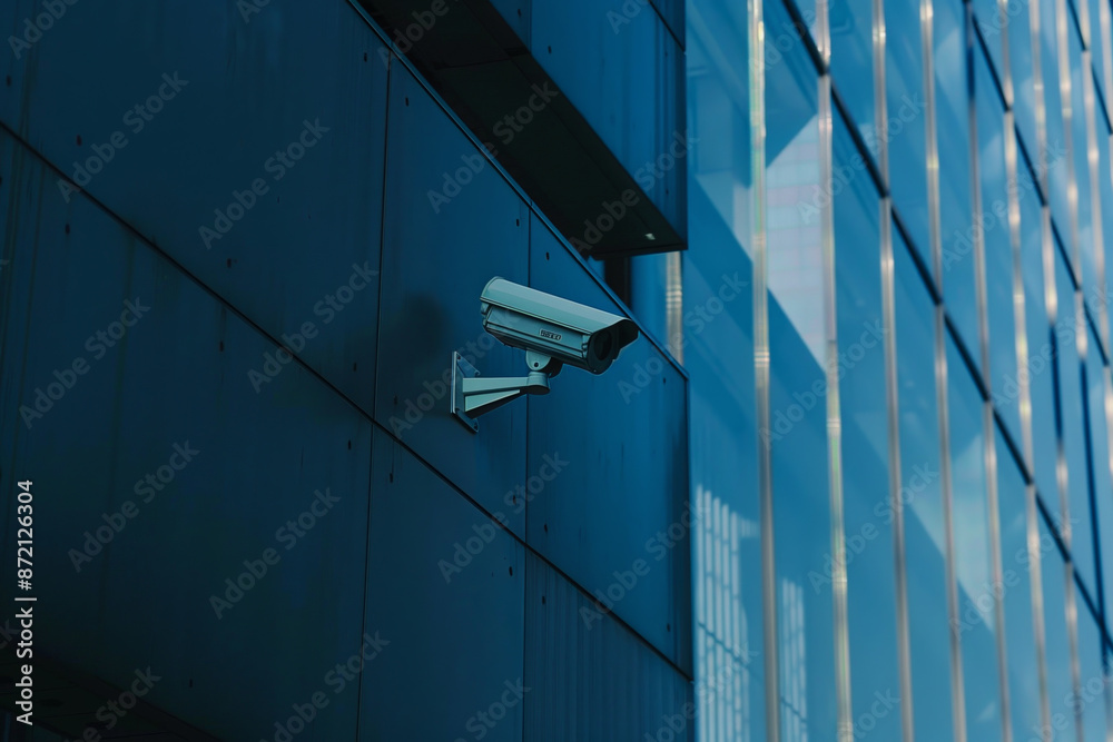 A camera is mounted on a building A camera is mounted on a building