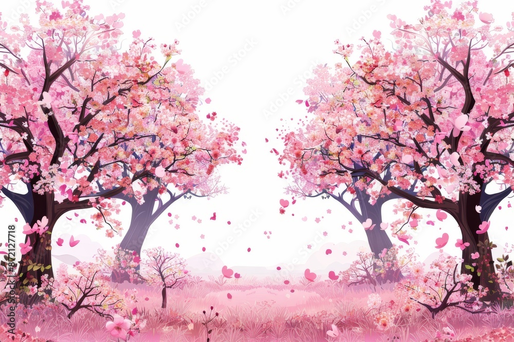 A stunning garden filled with vibrant cherry blossom trees, surrounded by lush greenery and serene atmosphere. The perfect representation of nature's beauty and tranquility. A stunning garden filled with vibrant cherry blossom trees, surrounded by lush greenery and serene atmosphere. The perfect representation of nature's beauty and tranquility.