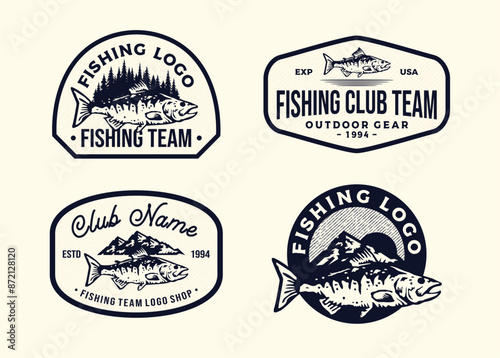 RETRO VINTAGE FISHING OUTDOOR ADVENTURE LOGO BADGE PATCH FOR HAT, T-SHIRT,  STICKER