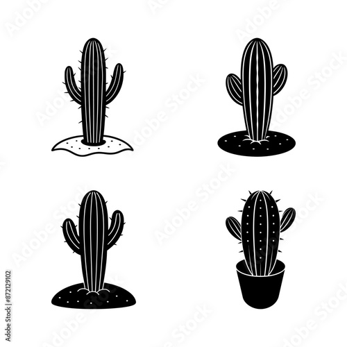 A Set of Cactus Silhouettes