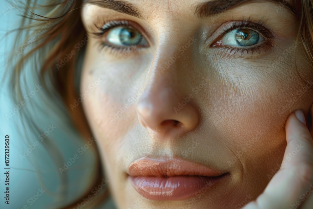 Close-Up Portrait of Woman with Blue Eyes Close-Up Portrait of Woman with Blue Eyes