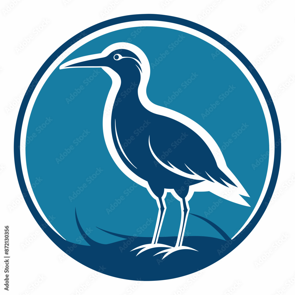 Fototapeta premium curlew silhouette vector illustration in a circle logo icon