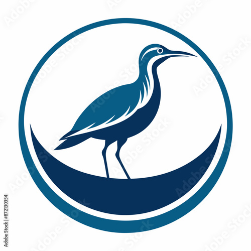 curlew silhouette vector illustration in a circle logo icon