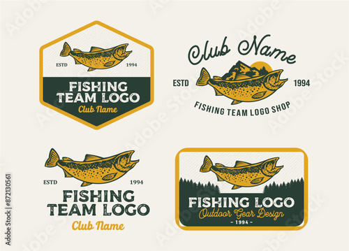RETRO VINTAGE FISHING OUTDOOR ADVENTURE LOGO BADGE PATCH FOR HAT, T-SHIRT,  STICKER