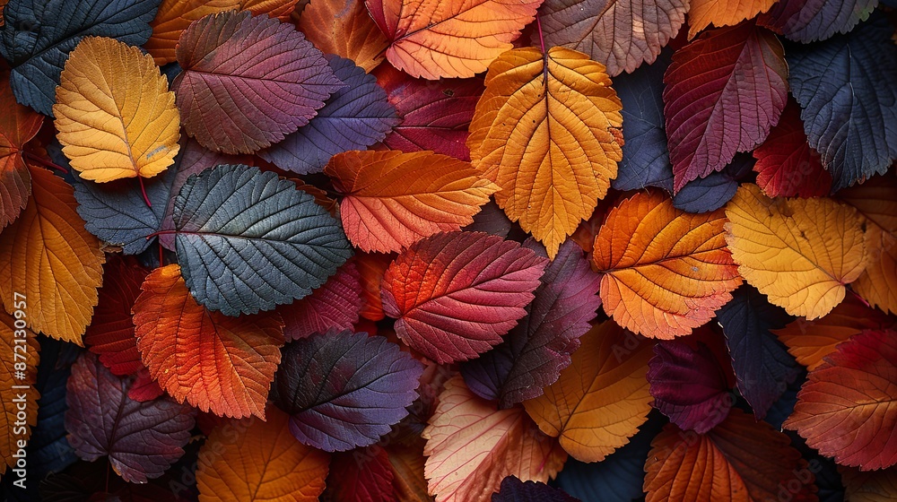 Wet Autumn Leaves in Vivid Hues