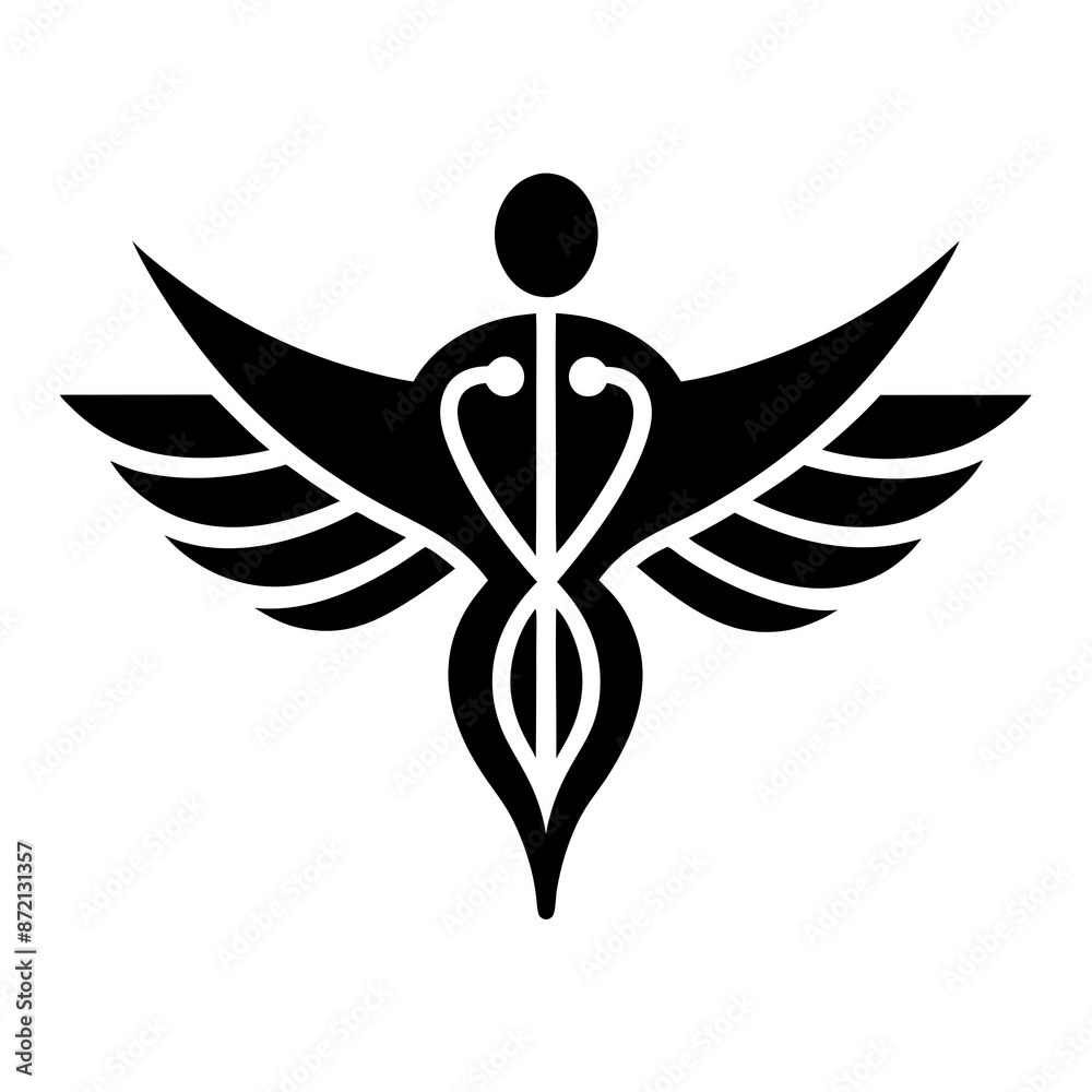 Medical logo vector art illustration with a physiotherapy icon 