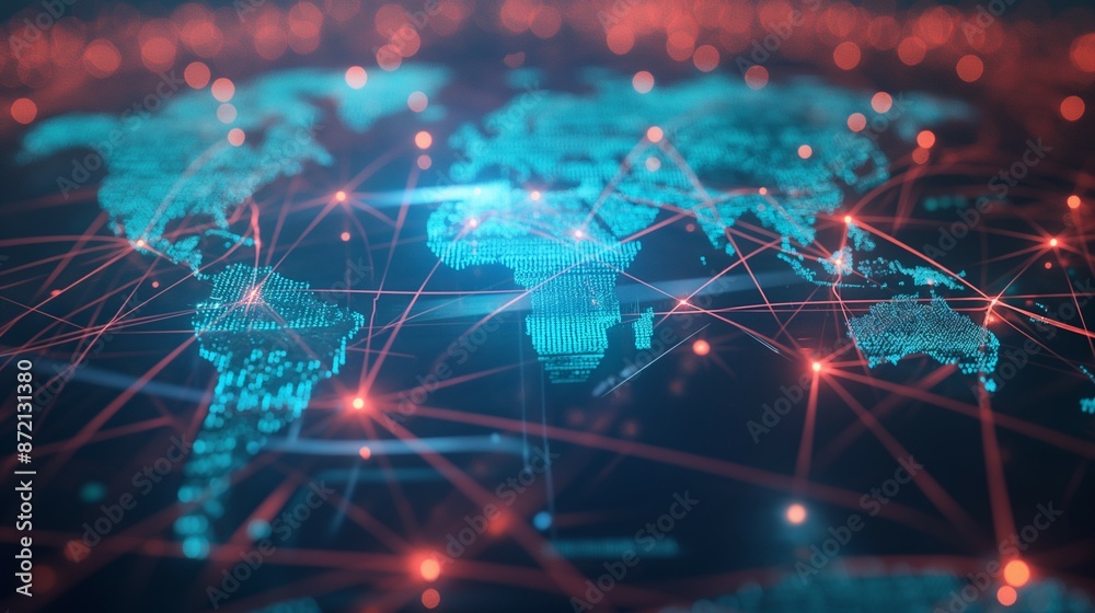 World map, digital information network