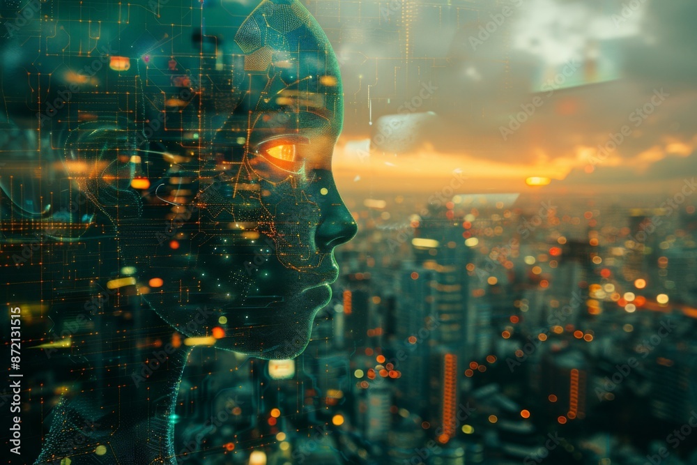 Artificial Intelligence in Futuristic Cityscape Artificial Intelligence in Futuristic Cityscape