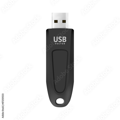 USB Pen drive realistic vector illustration isolated on white background