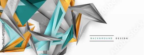 Minimal geometric abstract background. Low poly dynamic triangle design. Trendy techno business template for wallpaper, banner, background or landing