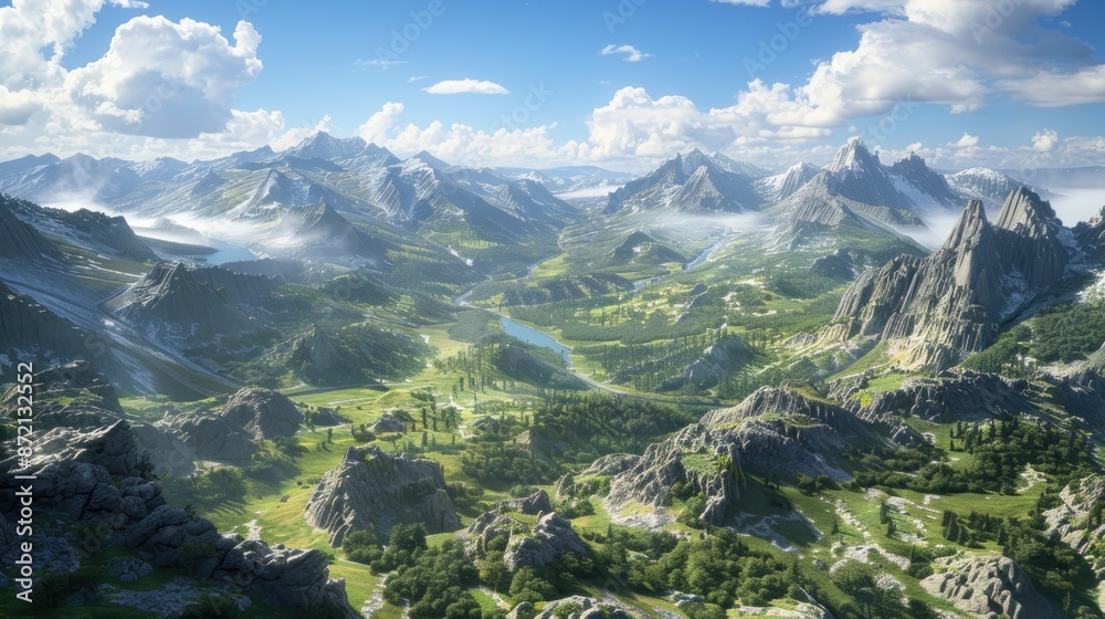 Mountain Valley Landscape with River Mountain Valley Landscape with River