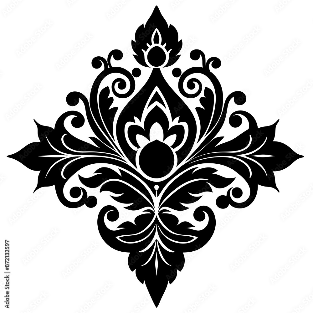 Floral shapes and ornamental designs vector silhouette Floral shapes and ornamental designs vector silhouette